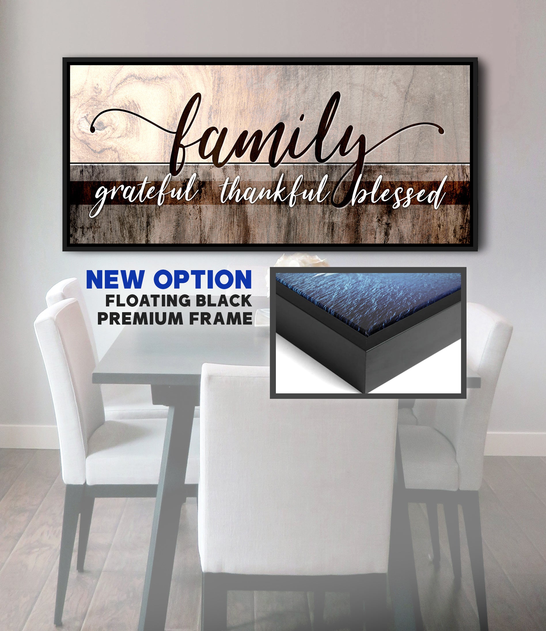Exclusive Family Wall Art: 'Grateful, Thankful, Blessed' in Wood Frame - Ready to Hang! Buy 2 Save 20%