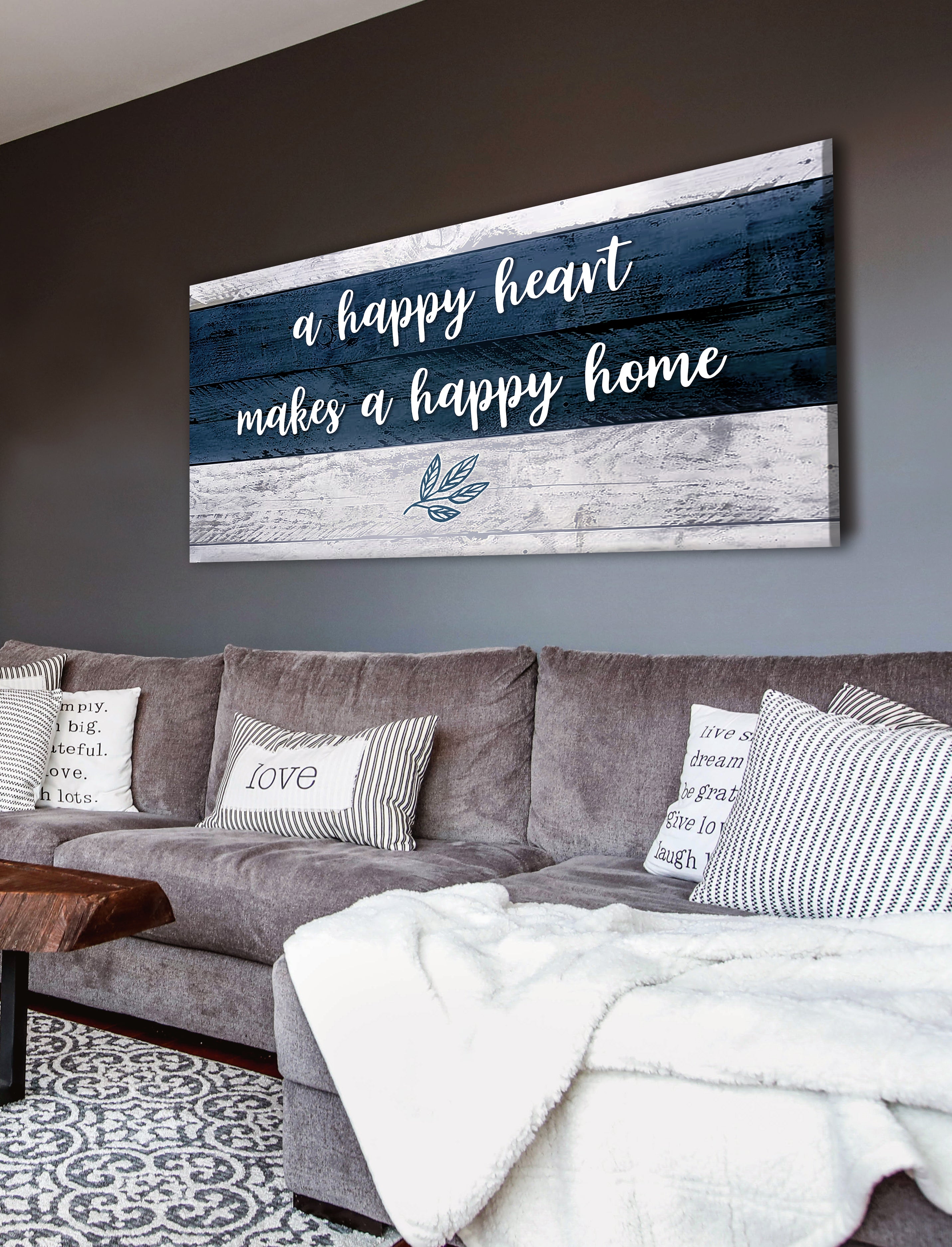 Ready-to-Hang Wood Frame Home Wall Art: A Joyful Heart Builds a Happy Home