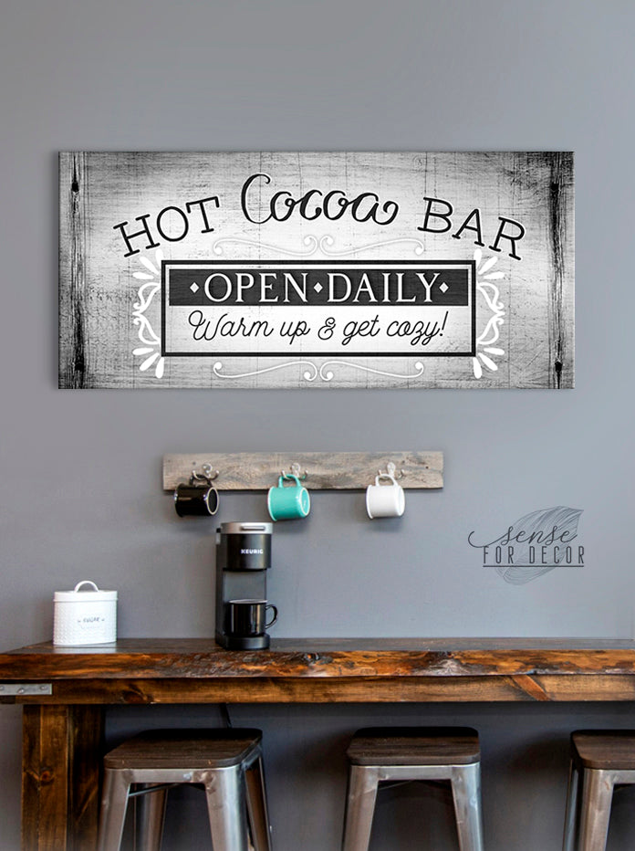 Hot Cocoa Bar Coffee Wall Art: Wood Frame, Ready to Hang - Buy 2, Save 20%