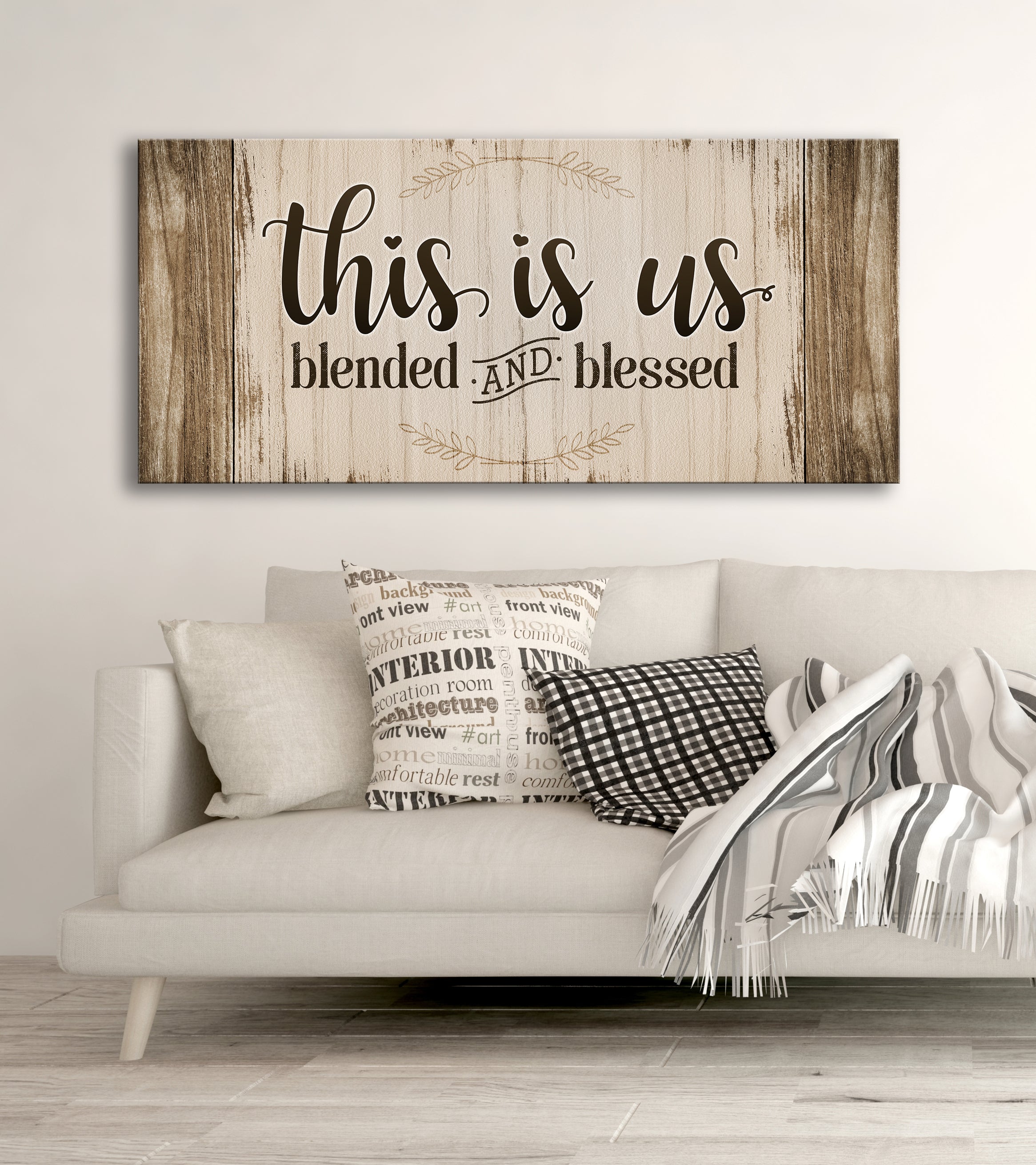 Hot! Family Wall Art: 'This Is Us Blended And Blessed' (Wood Frame, Ready To Hang)