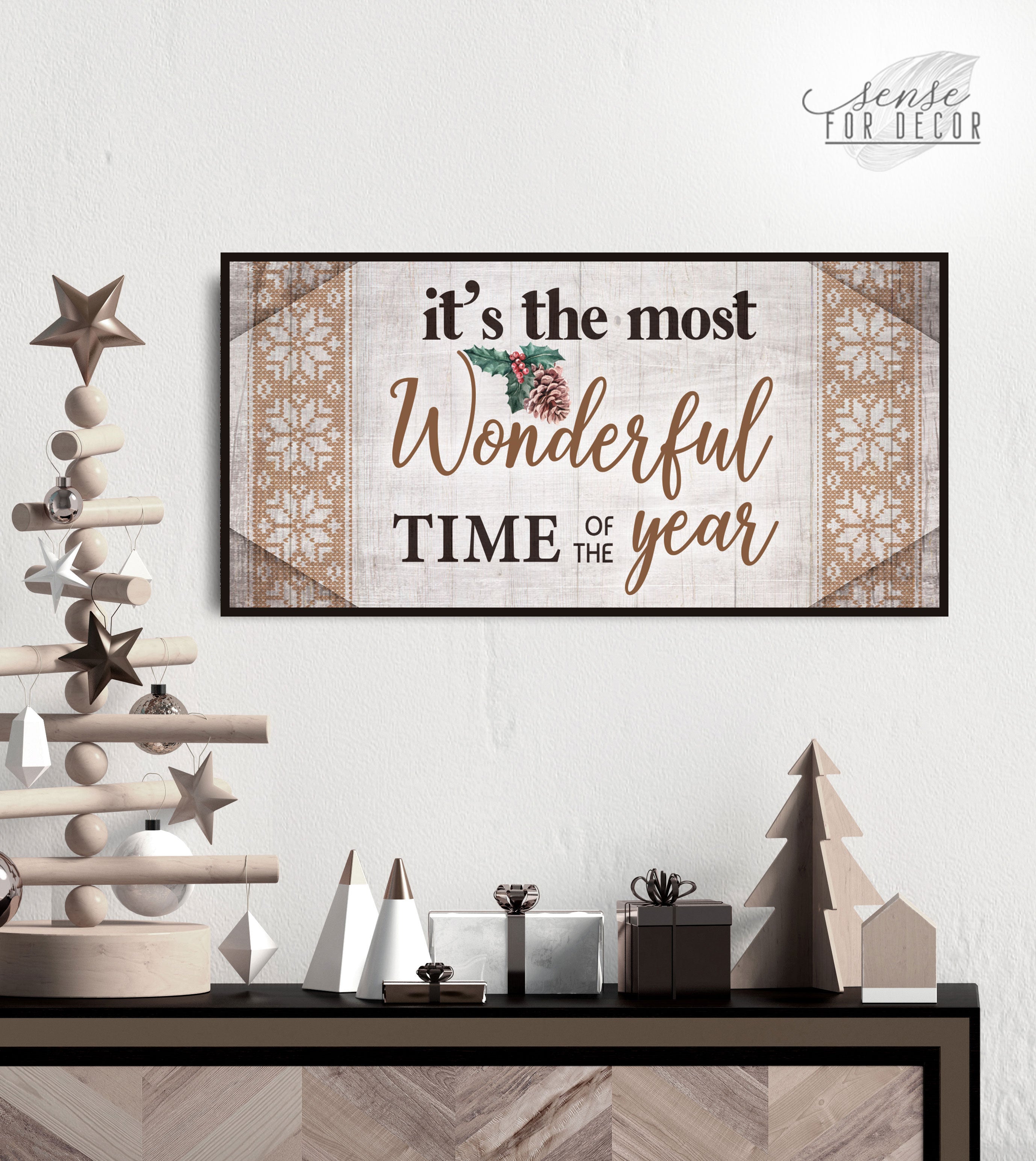 Holiday Wall Art: 'It's the Best Time of the Year' V2 - Wood Frame, Ready to Hang
