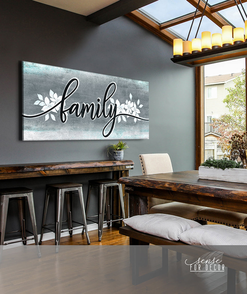 Hot Deal! Family Wall Art - Ready-to-Hang Family Word Sign V12 with Wood Frame