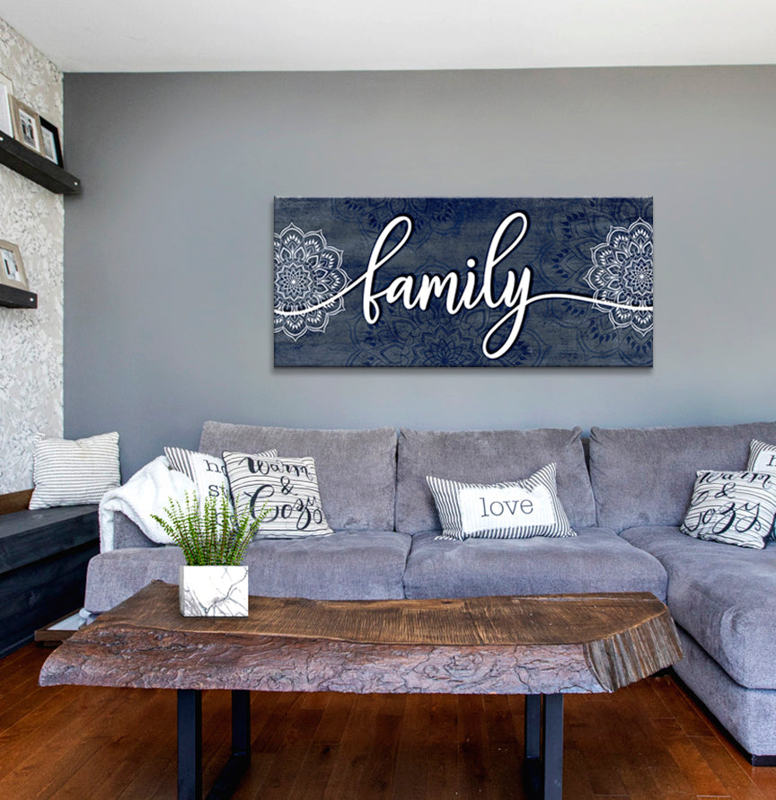 Ready-to-Hang Boho Style Family Word Wall Art with Wood Frame