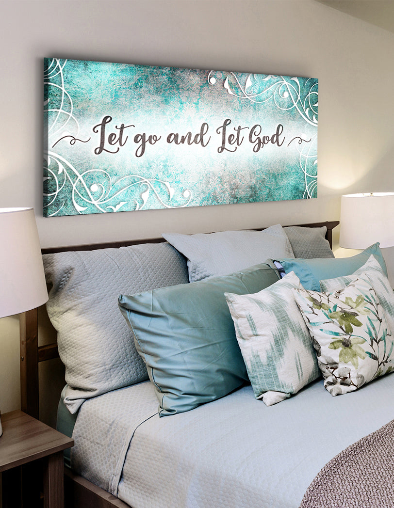 High - Quality Christian Wood - Framed Wall Art: Let Go And Let God (Ready To Hang)
