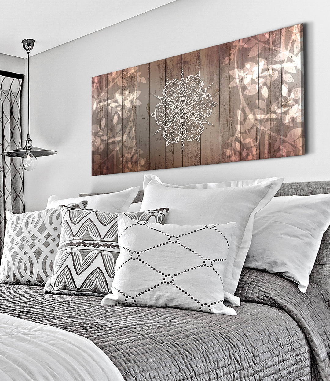 Exclusive Boho Mandala Wall Art V12 in Wood Frame - Ready to Hang! Buy 2, Save 20%