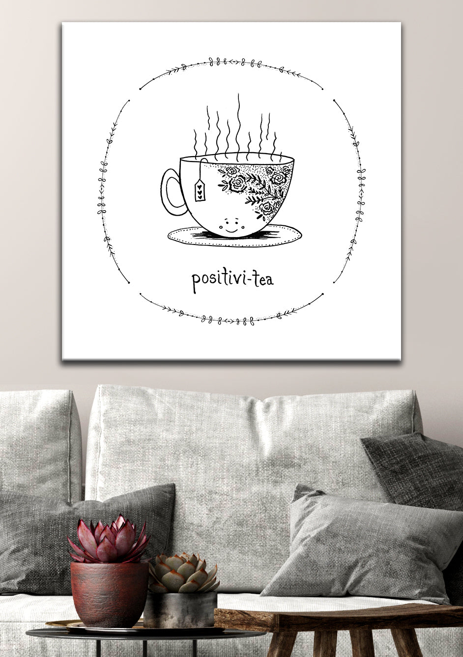 Kitchen Wall Decor: POSITIVITEA Wood Frame Wall Art, Ready To Hang! Buy 2 Save 20%