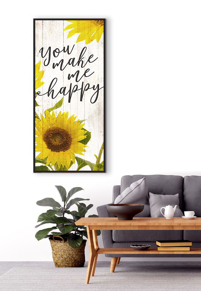Hot Deal! High - Quality Couples Wall Art 'You Make Me Happy V2' with Wood Frame, Ready to Hang
