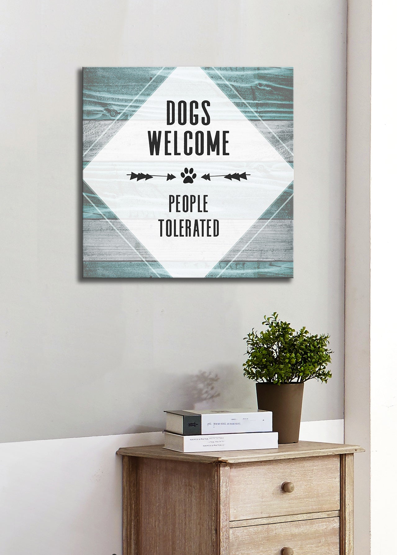 Hot Deal! High - Quality Wood - Framed Pet Wall Art: Dogs Welcome, Ready To Hang