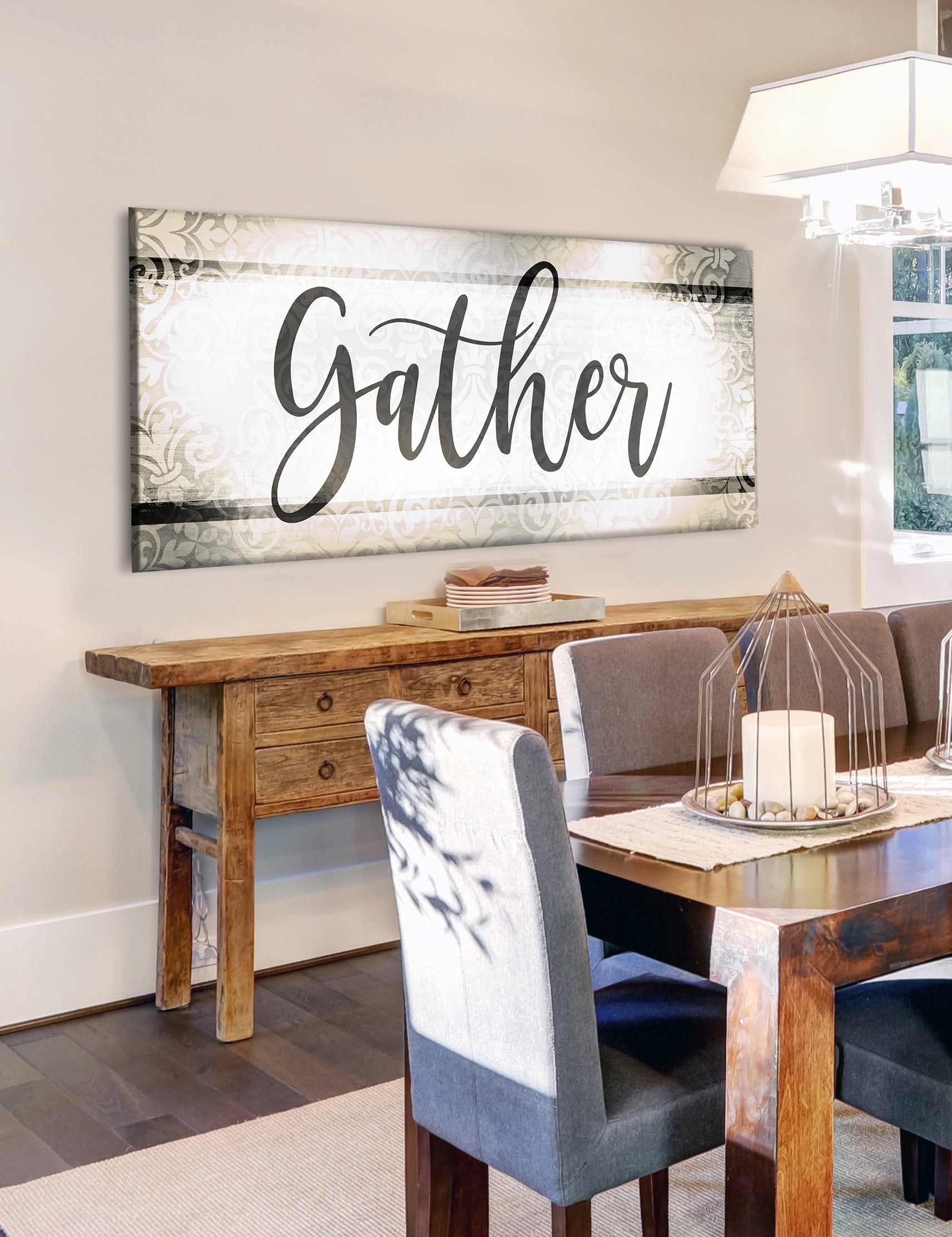 High - Quality Christian Wall Art: Gather V8 with Wood Frame, Ready to Hang