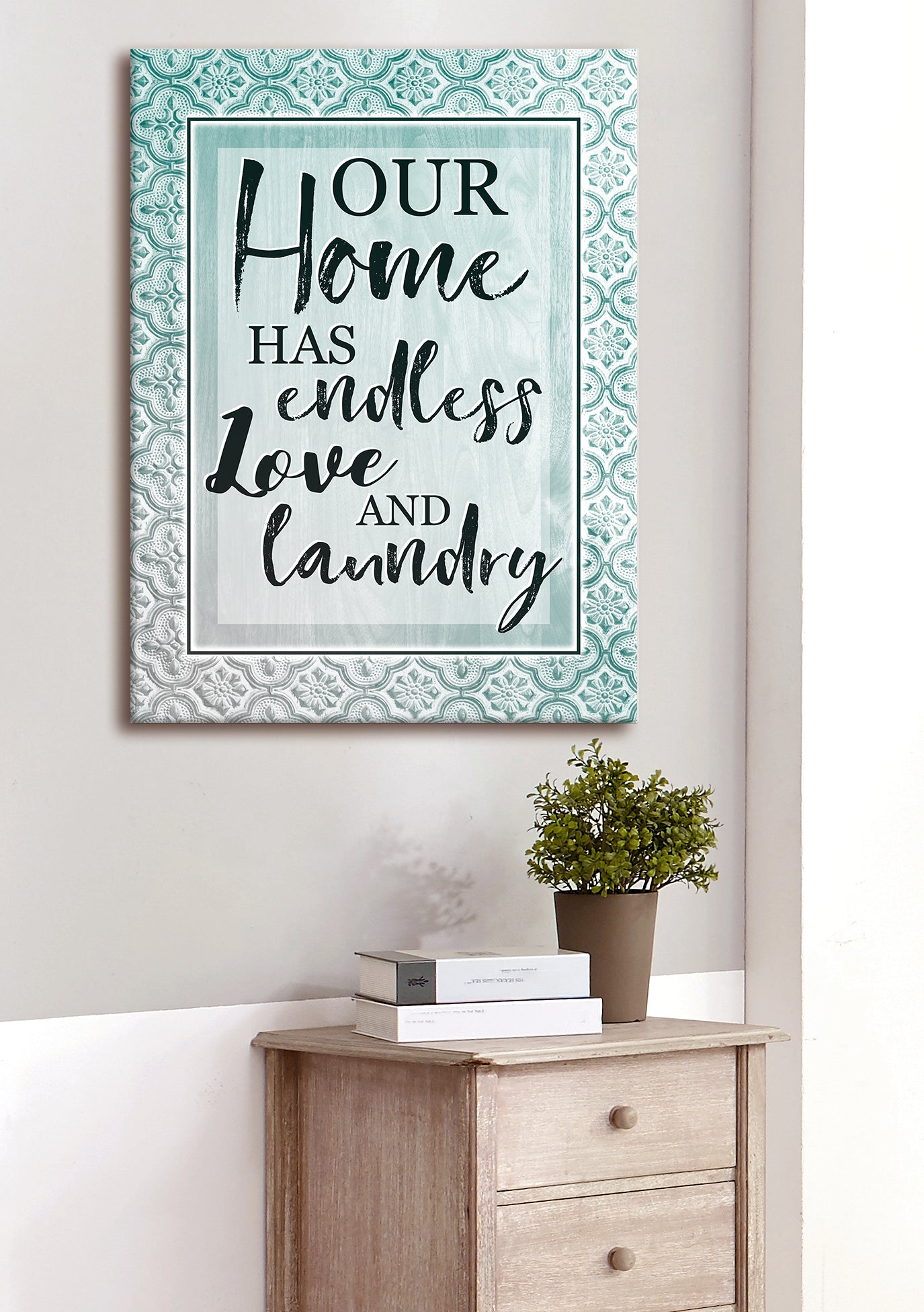 Special Offer! High - quality Wood - framed Home Wall Art: Our Home Has Endless Love And Laundry, Ready To Hang