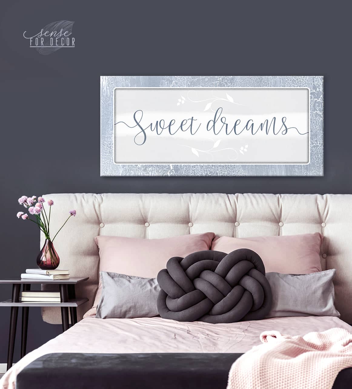 Exclusive Bedroom Wall Art - Sweet Dreams V8 with Wood Frame, Ready to Hang! Buy 2, Save 20%
