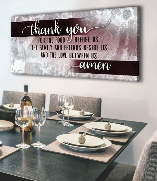 High - Quality Christian 'Thank You For The Food' Wall Art with Wood Frame, Ready to Hang