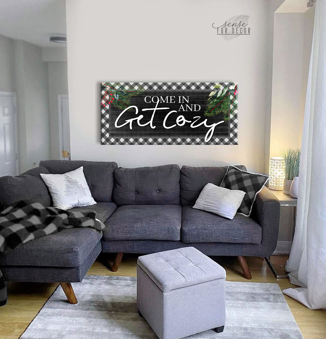 Holiday Wall Decor: Cozy 'Come In' Artwork with Wood Frame, Ready to Hang - Buy 2 Get 20% Off