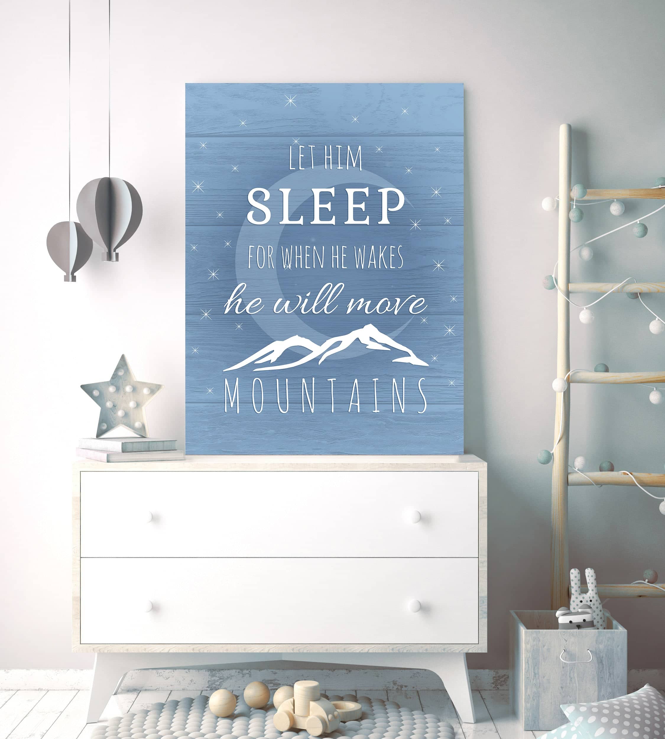Exclusive Baby Room Wall Art - 'Let Him Sleep' with Wood Frame, Ready to Hang! Buy 2, Save 20%