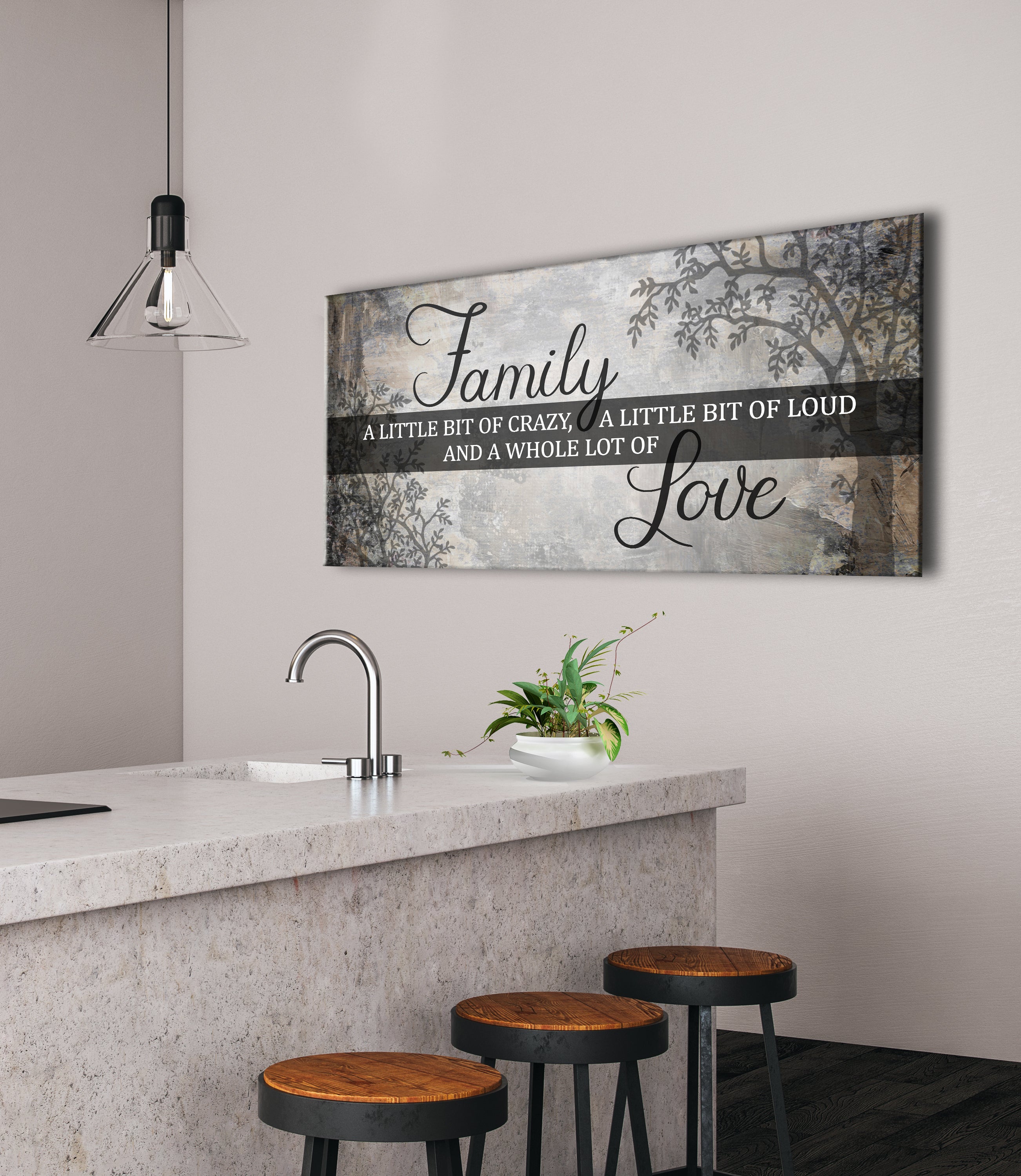 Exclusive Family Wall Art: Crazy Family Design V7 with Wood Frame, Ready to Hang - Buy 2 Save 20%