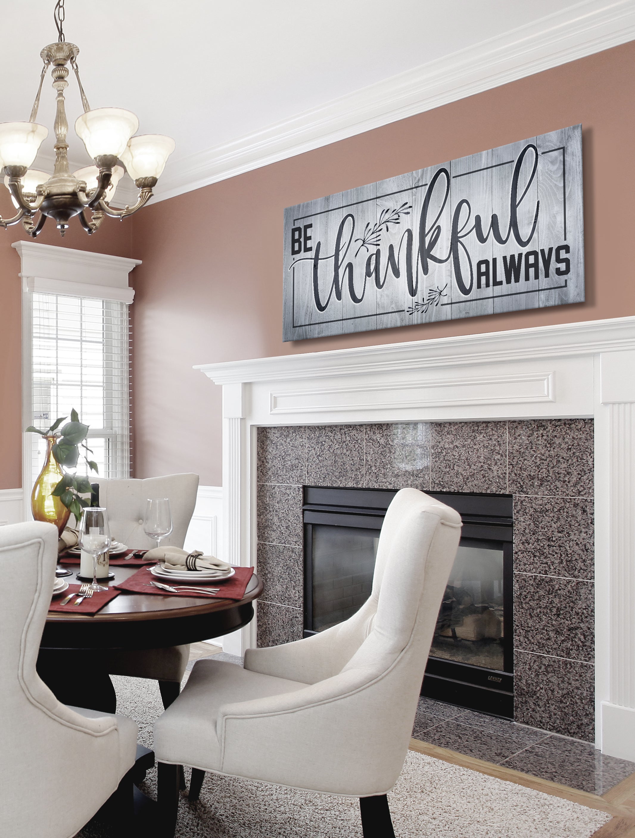 Ready-to-Hang 'Be Thankful Always' Kitchen Wall Art (Wood Frame)