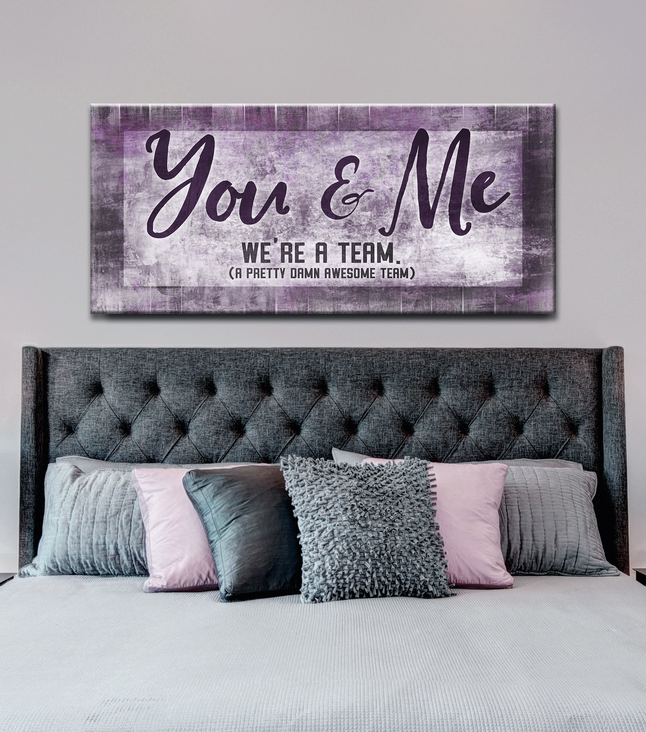 High - Quality Couples Wall Art: 'You & Me, A Perfect Team' with Wood Frame, Ready to Hang