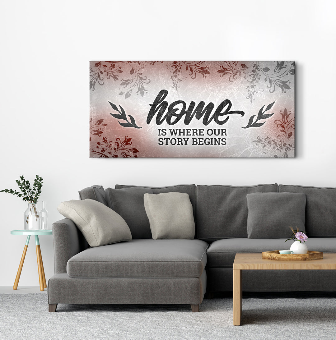 Exclusive! Home Wall Art - 'Home is Where Our Story Begins V3' (Wood Frame, Ready To Hang)