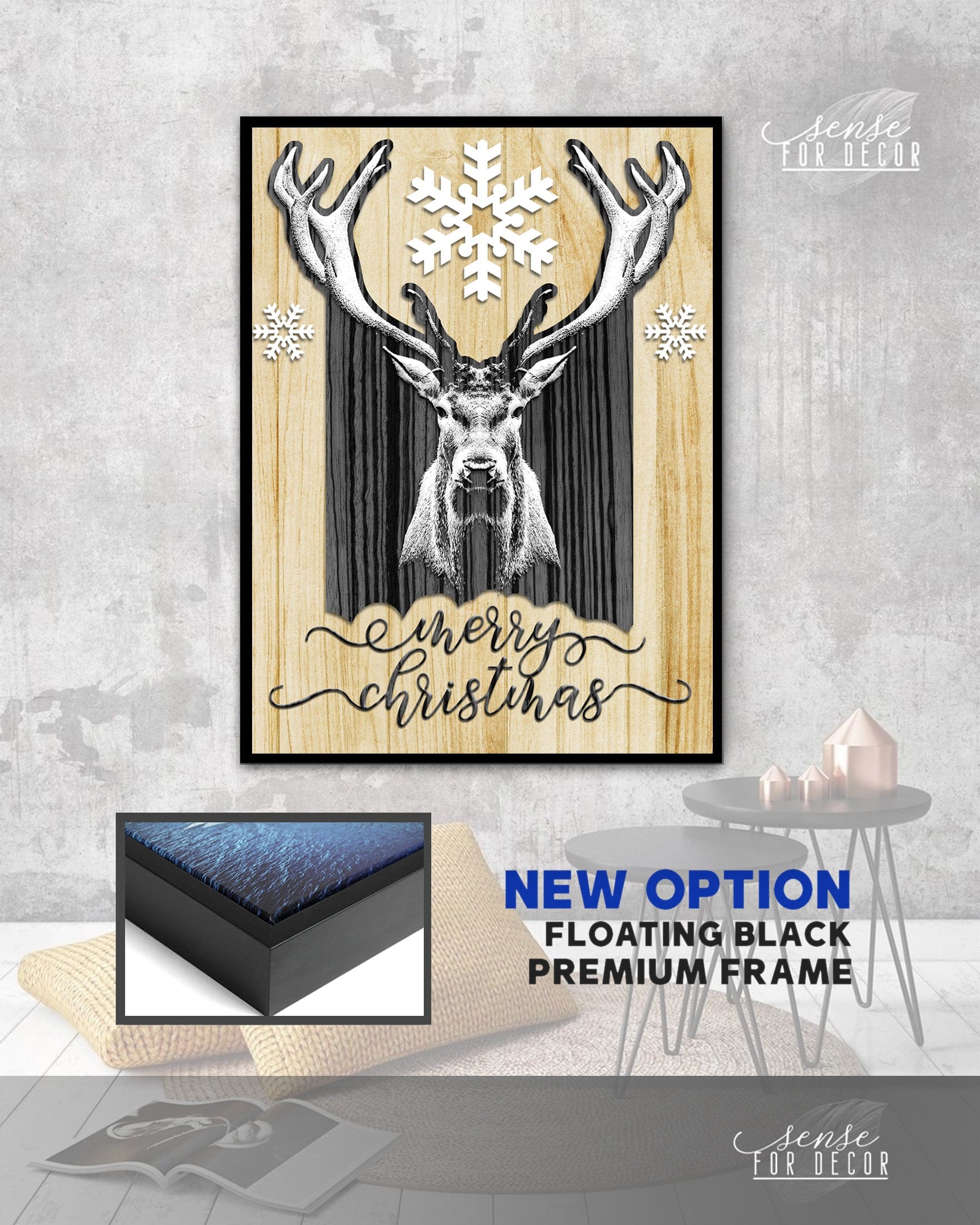 Hot! Merry Christmas V2 Holiday Wall Art (Wood Frame, Ready To Hang)