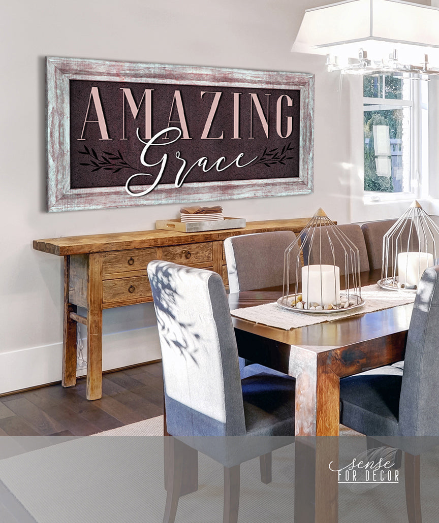 Christian Wall Art: Amazing Grace V12 - Wood Frame, Ready to Hang! Buy 2, Save 20%