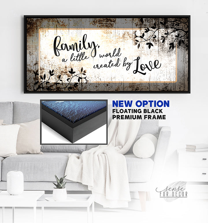 High - quality Wood - framed Family Wall Art: A Little World of Love (Ready To Hang)