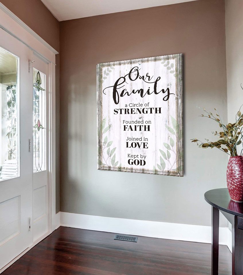 High - Quality Wood - Framed Our Family Circle Of Strength V4 Wall Art, Ready To Hang