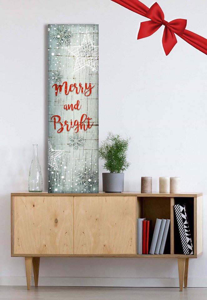 Limited-Time Offer! Merry & Bright Holiday Decor Wall Art with Wood Frame, Ready to Hang