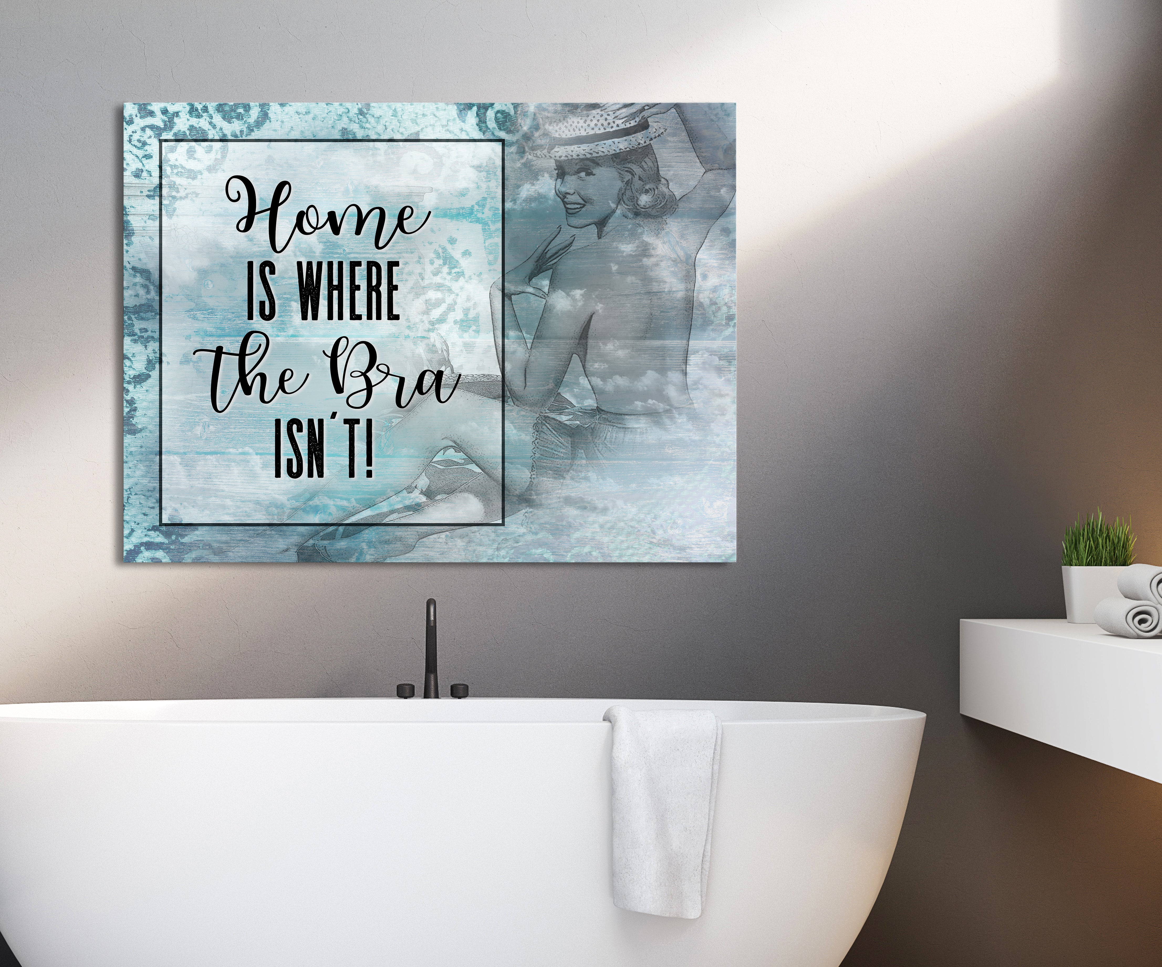 Ready-to-Hang Wood Framed Home Wall Art: Home Without Bras