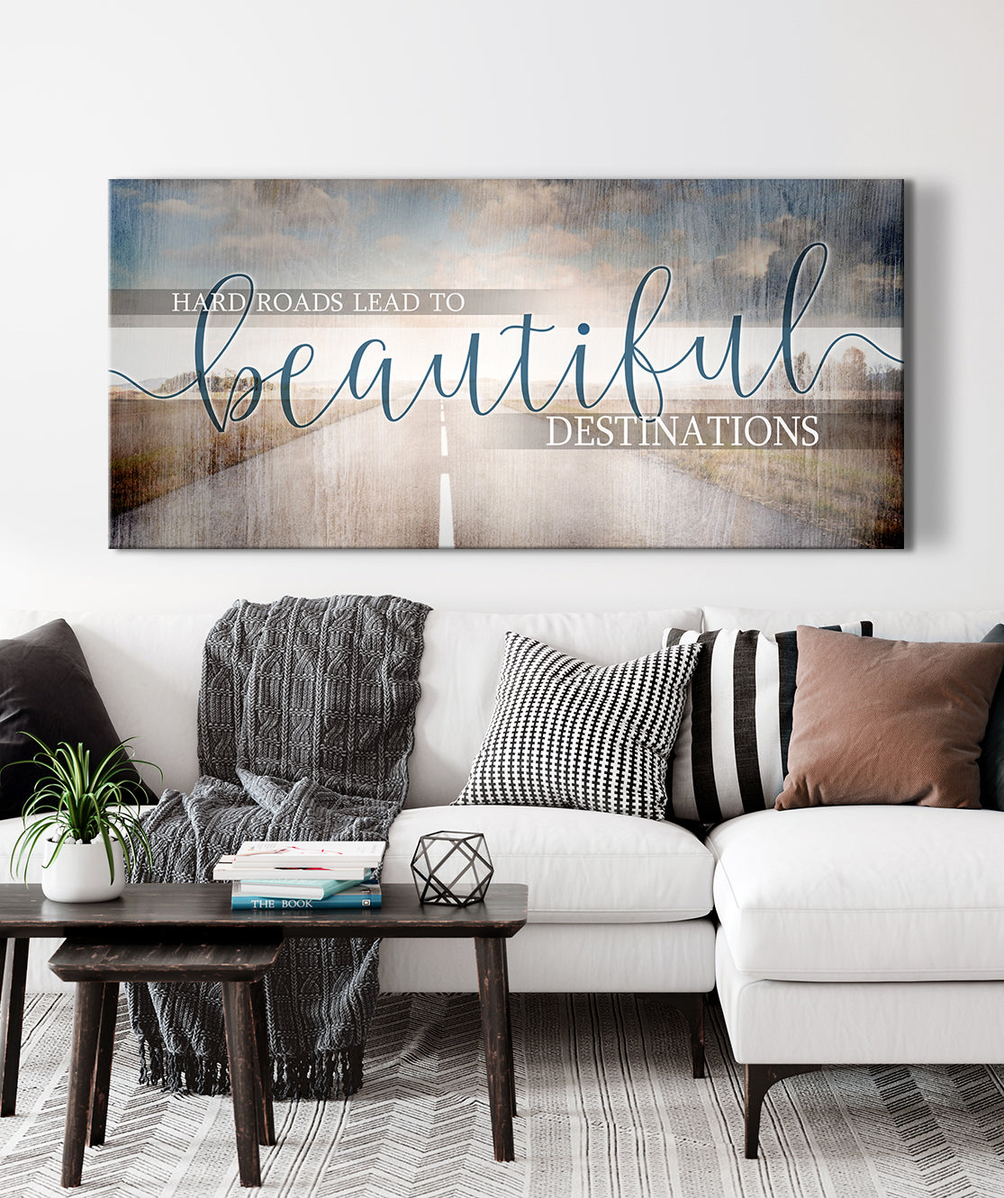 Hot Deal! Ready-to-Hang Wood Frame Home Wall Art: Hard Roads Lead To Beautiful Destinations