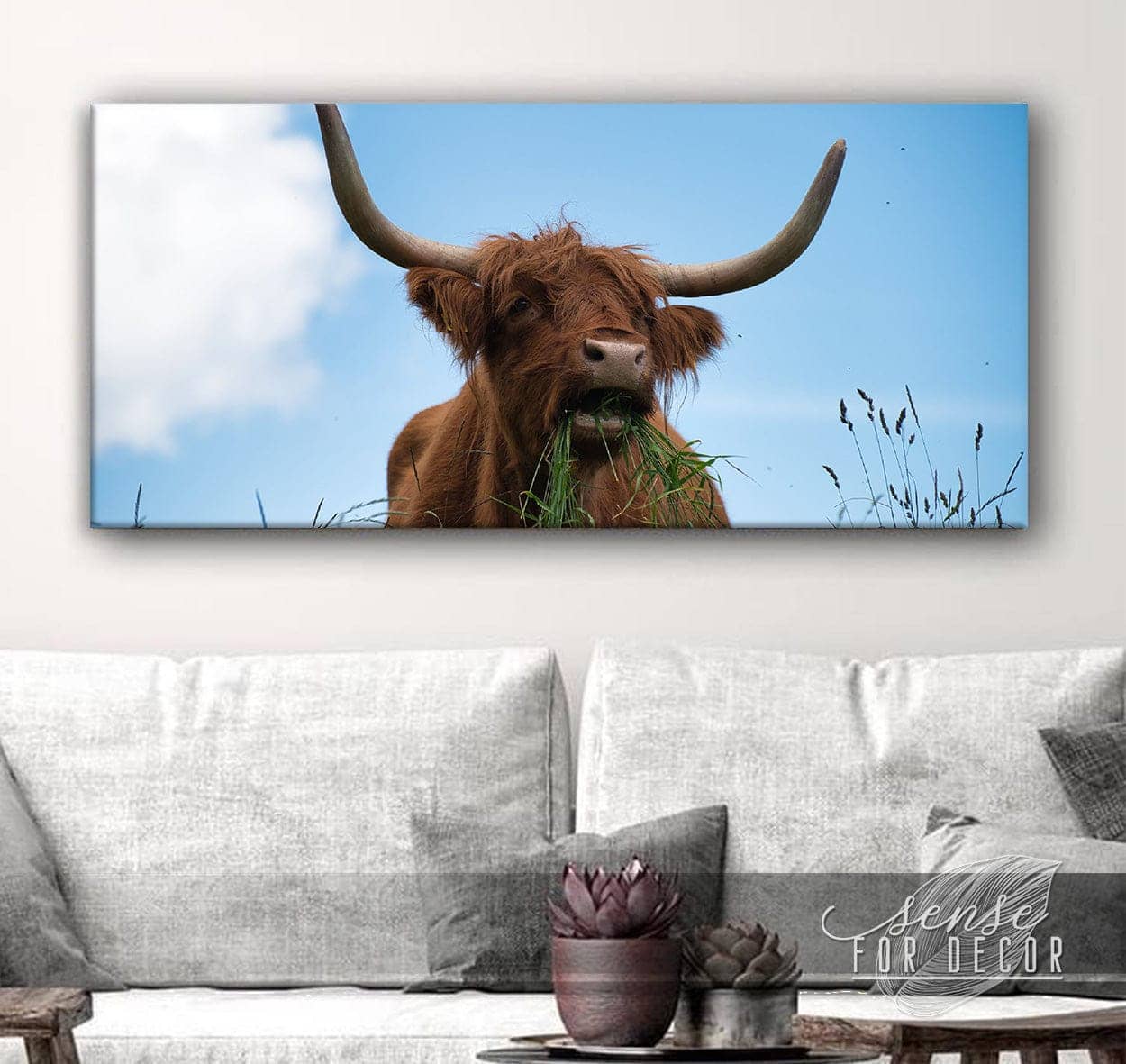 Highland Cattle Animal Wall Art V9: Wood Frame, Ready to Hang - Buy 2, Save 20%