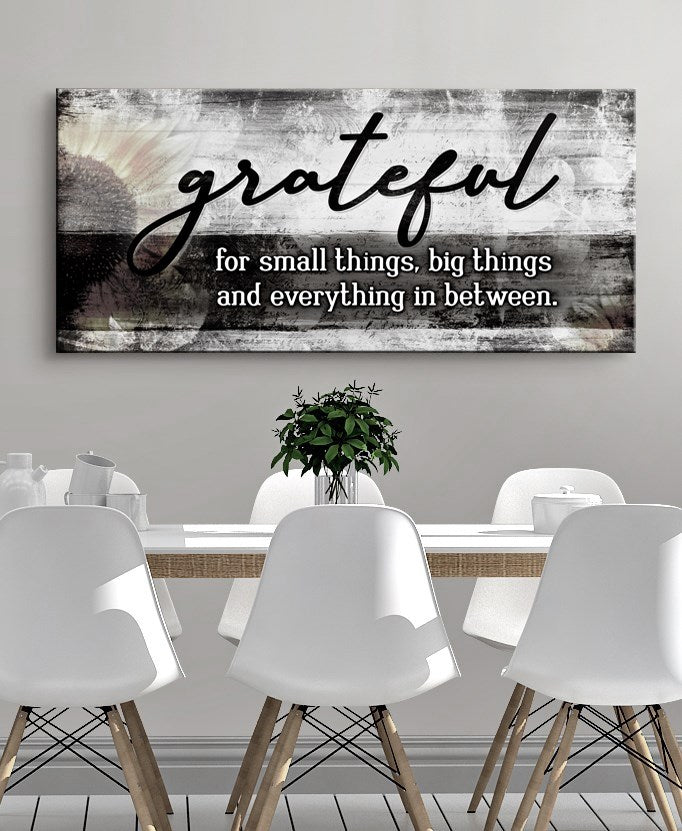 Christian Wall Art - Grateful For Small Things V2 (Ready-To-Hang Wood Frame) | Buy 2, Save 20%