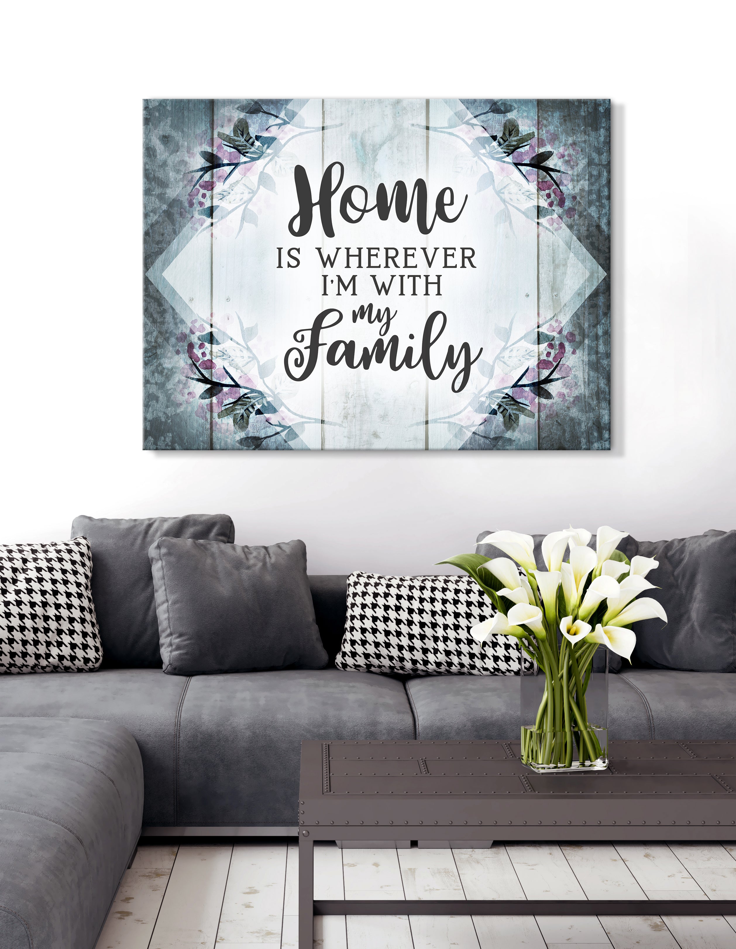 Exclusive Offer! Home Wall Art - 'Home is wherever I'm with my family' Wood Frame Ready To Hang