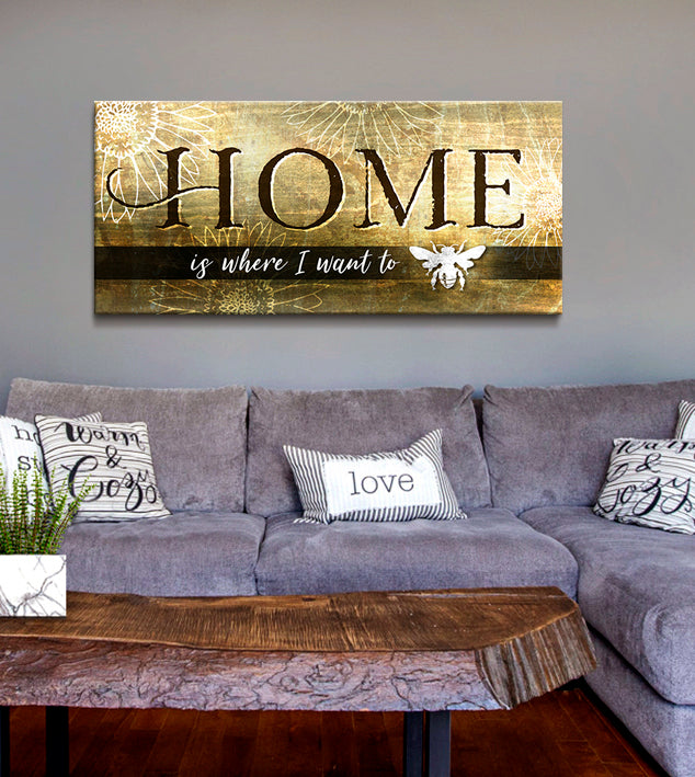 High - Quality Wood - Framed Wall Art: Home is Where I Want to BEE (Ready to Hang)