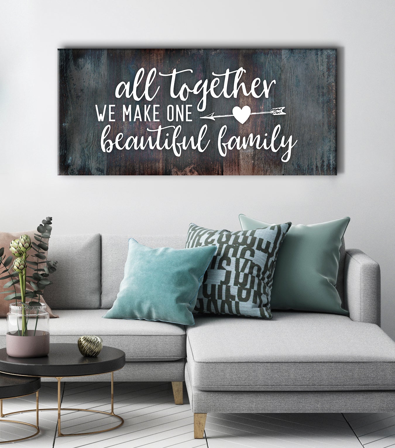 Family Wall Decor: Beautiful 'All Together We Make One' Wood Framed Wall Art - Ready To Hang!
