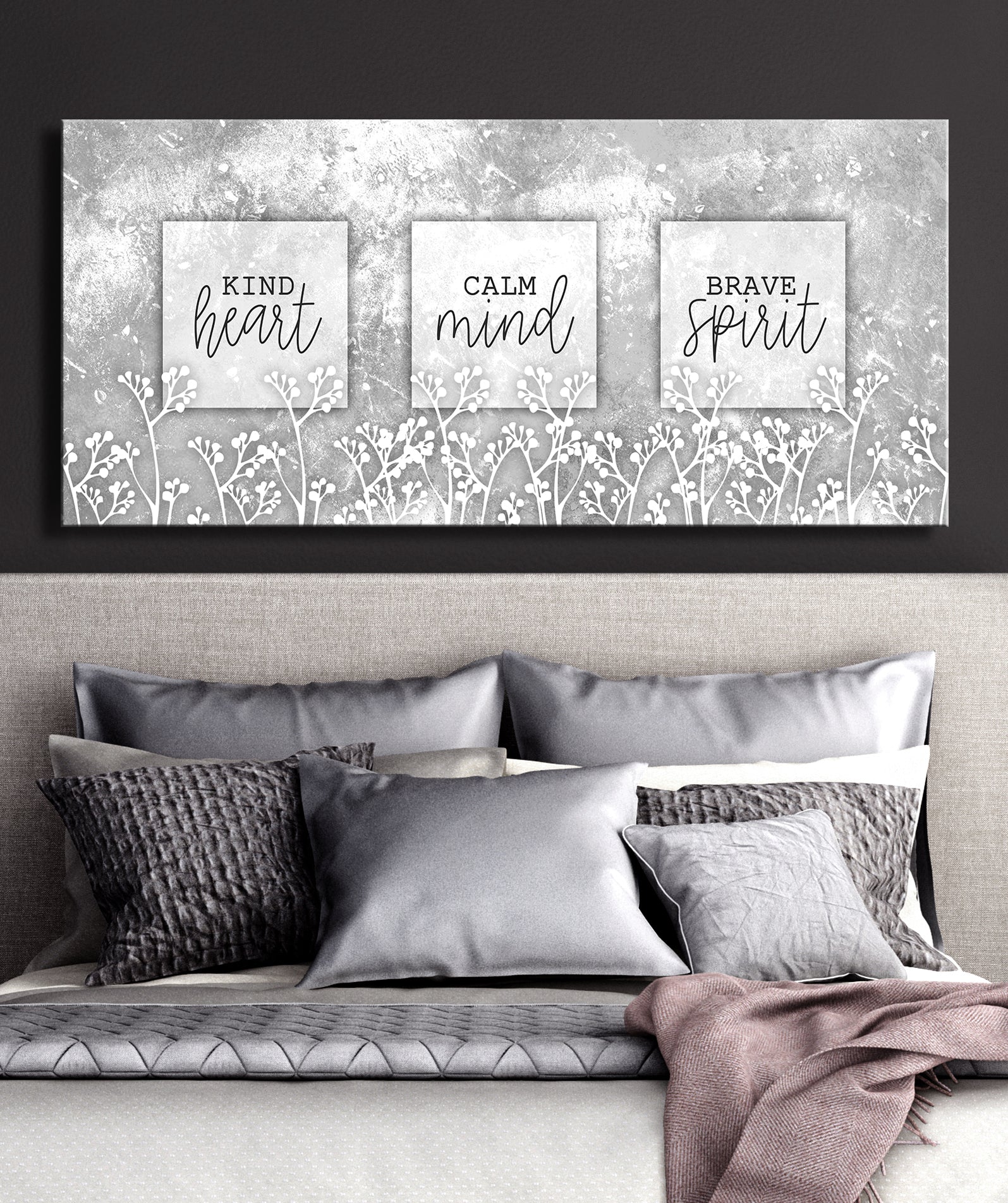 Hot Deal: Kind Heart Calm Mind Brave Spirit Wall Art (Wood Frame, Ready To Hang)