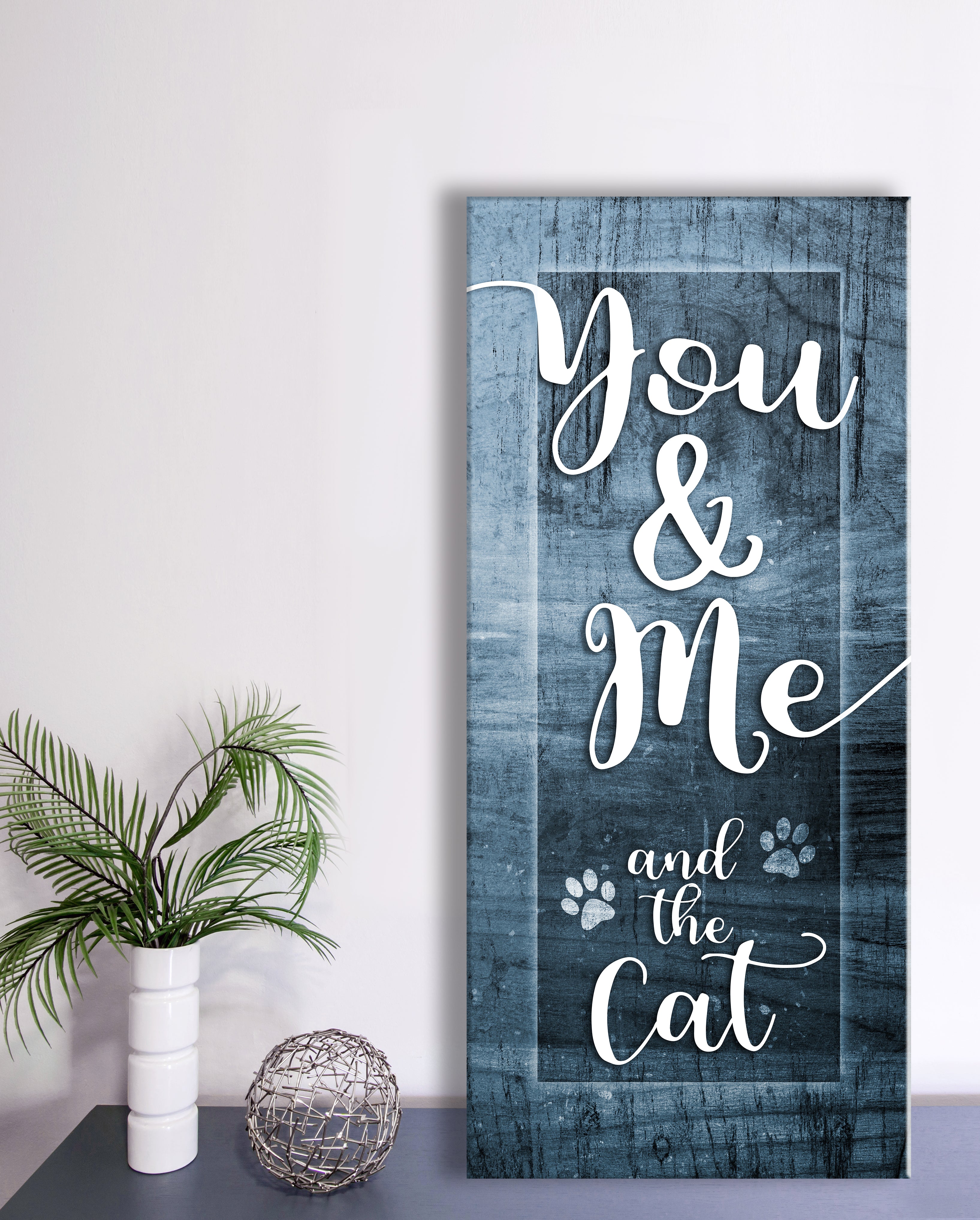 High - Quality Wood - Framed You Me And The Cat V7 Pet Wall Art Ready To Hang