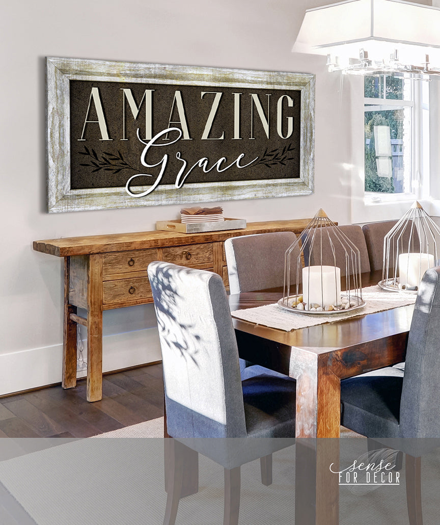 Christian Wall Art: Amazing Grace V12 - Wood Frame, Ready to Hang! Buy 2, Save 20%