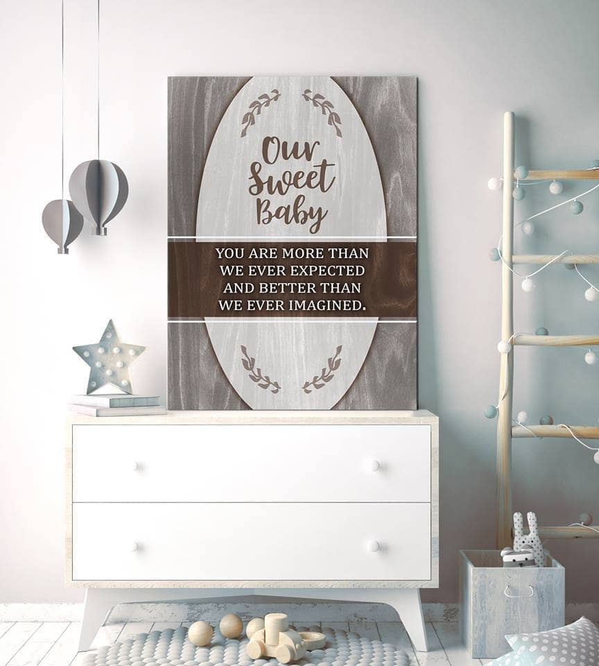 Baby Room Wall Art: Our Sweet Baby - Wood Frame, Ready to Hang! Buy 2, Save 20%
