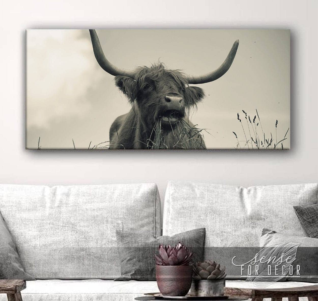 Highland Cattle Animal Wall Art V9: Wood Frame, Ready to Hang - Buy 2, Save 20%