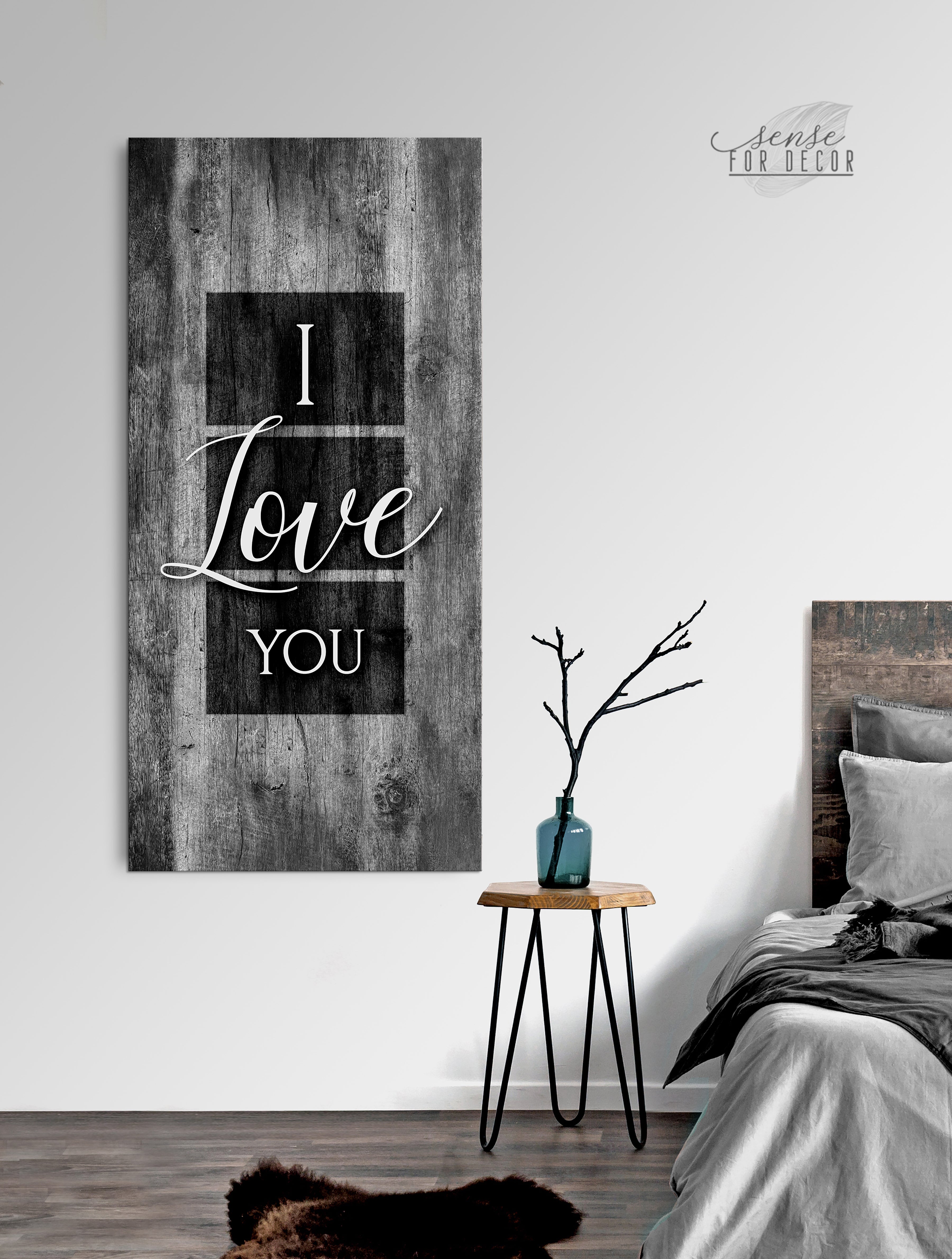 High - Quality Wood - Framed 'I Love You' Couples Wall Art Ready To Hang