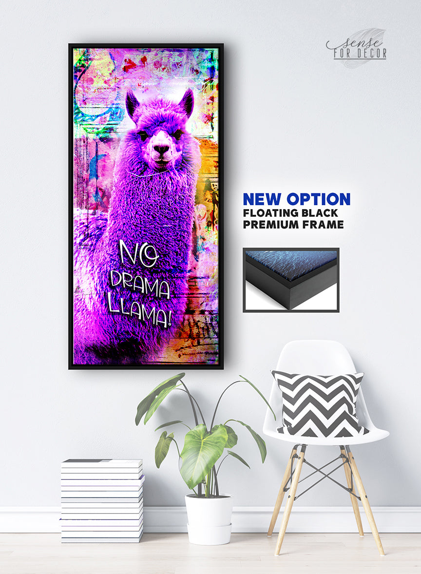 Hot! Teen No Drama Llama Wood Frame Wall Art, Ready To Hang