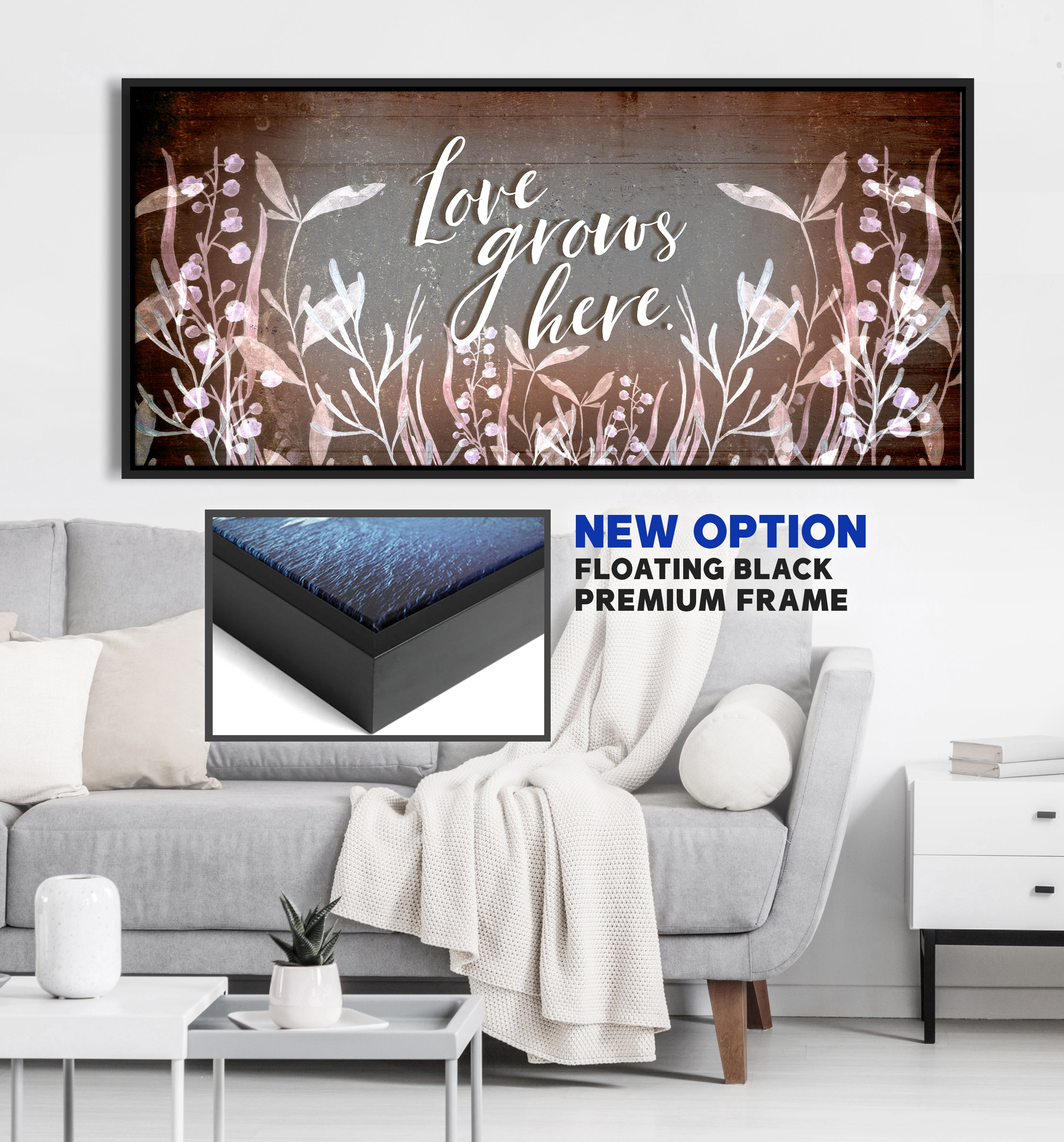Love Grows Here V3 Family Wall Art: Wood Frame, Ready To Hang - Buy 2, Save 20%