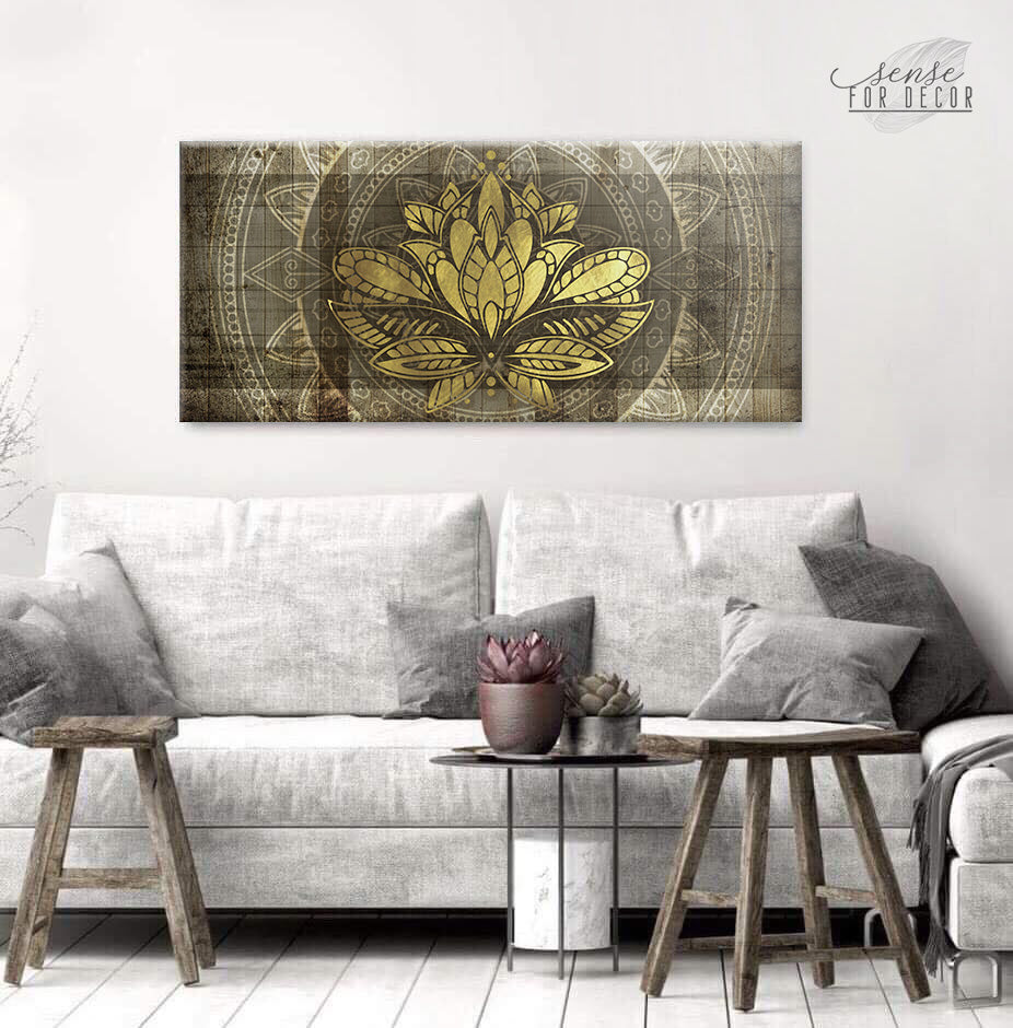 Hot Deal! Lotus Boho Plants Wall Art with Wood Frame, Ready to Hang