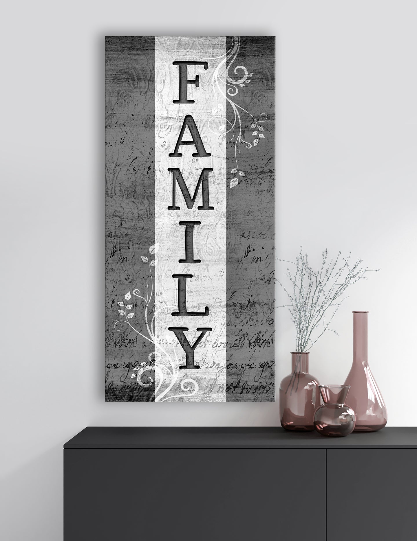 High - Quality Family Word Sign V6 with Wood Frame, Ready to Hang for Your Home