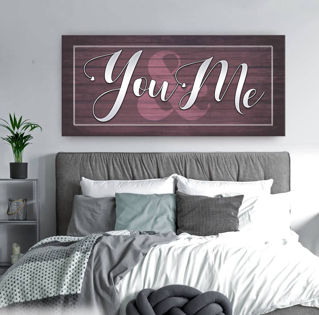 Ready-to-Hang You & Me V2 Bedroom Wall Art with Wood Frame