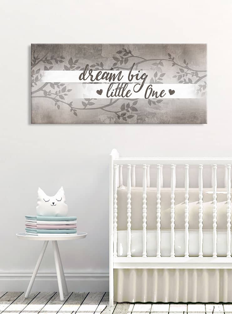 High - Quality Wood - Framed Baby Room Wall Art: Dream Big Little One, Ready To Hang