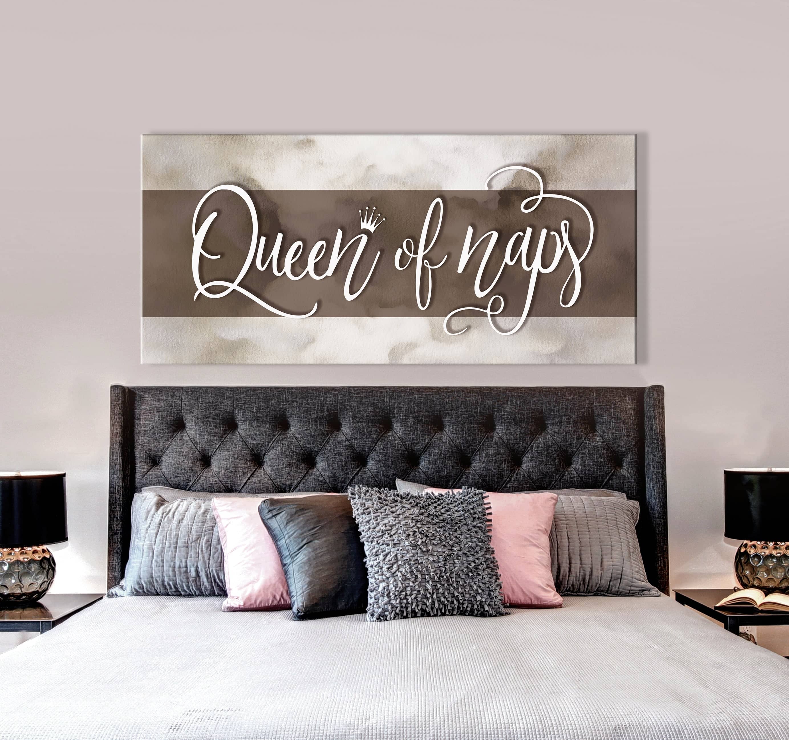 Exclusive Queen of Naps V2 Bedroom Wall Art - Wood Frame, Ready to Hang