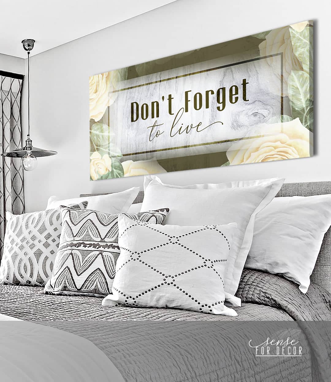High - Quality Bedroom Wall Art: 'Don't Forget to Live' with Wood Frame, Ready to Hang