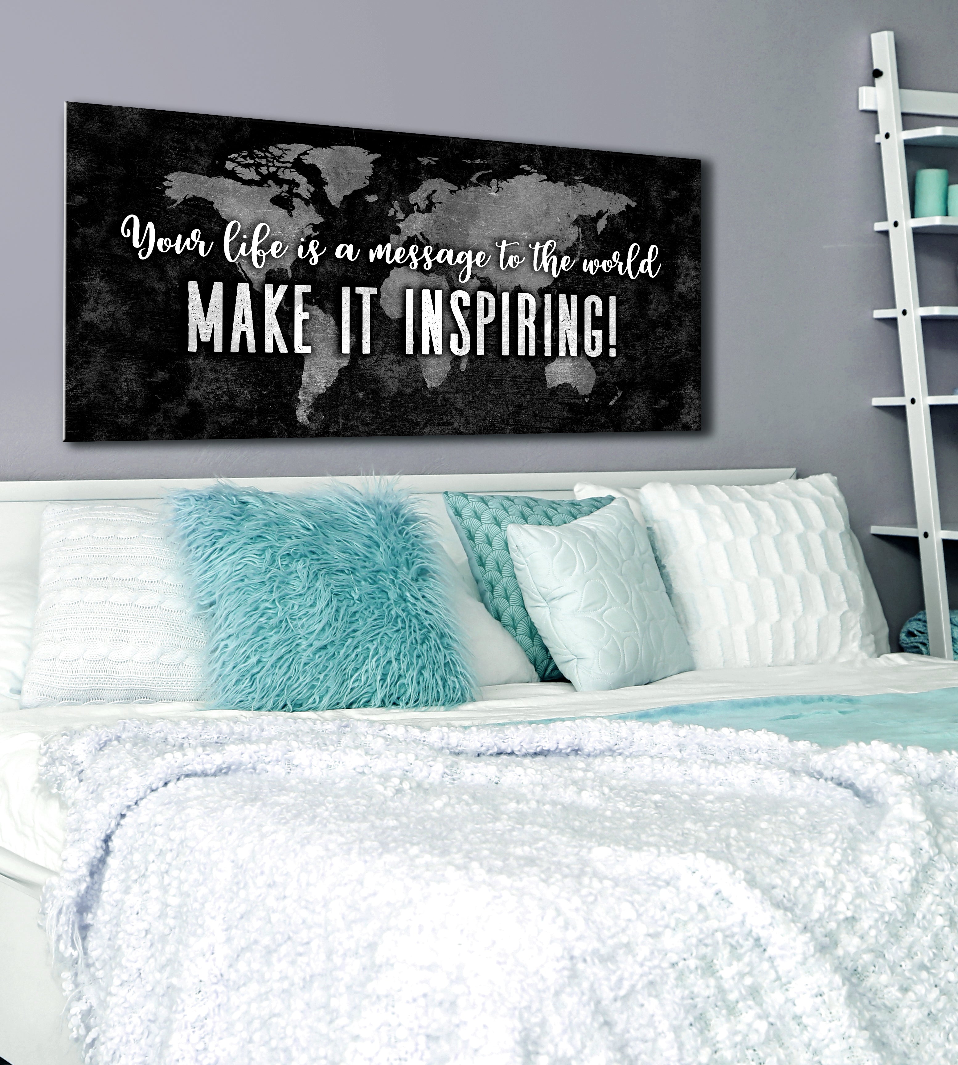 Hot Deal! Teen Wall Art - 'Your Life is a Message to the World' with Wood Frame, Ready to Hang