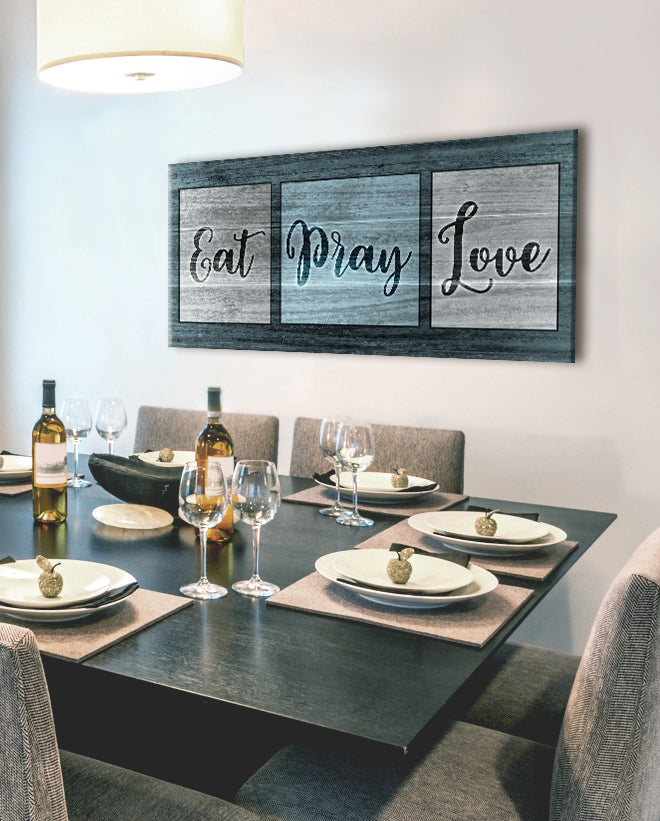 Hot Deal! Kitchen Wall Art - 'EAT PRAY LOVE' with Wood Frame, Ready to Hang